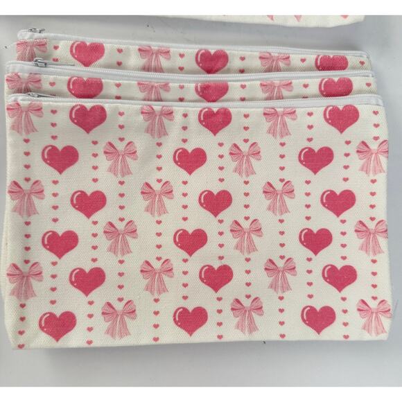 Set of 10 Bows & Hearts zippered pouches - Picture 3 of 8